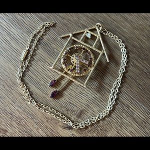 GORGEOUS VINTAGE Crystal Clock Pend/Necklace